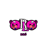 a black background with two pink bears on it