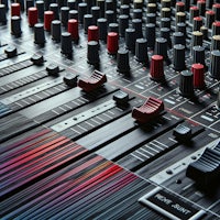 a close up image of a mixing board